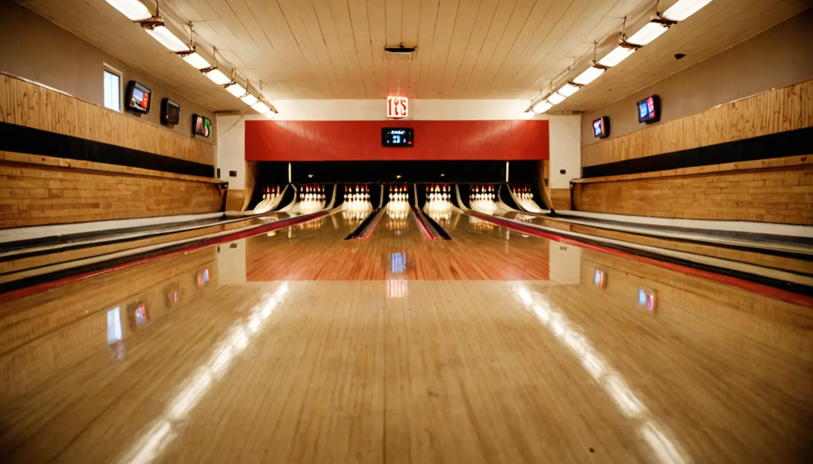 A polished lane with the pins set at the far end